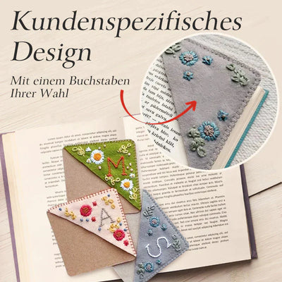 40% RABATT | Personalisiertes handbesticktes Eck-Lesezeichen