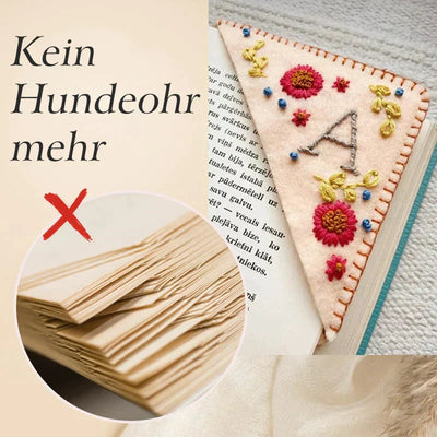 40% RABATT | Personalisiertes handbesticktes Eck-Lesezeichen