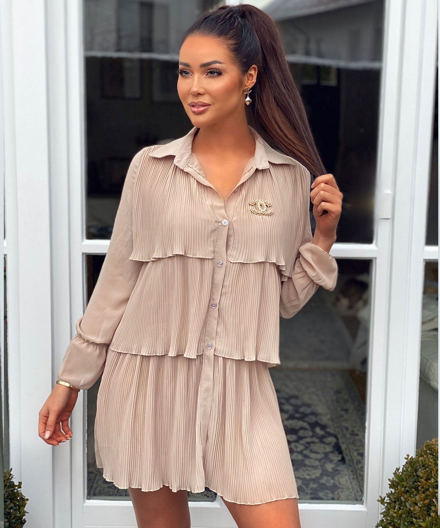 Blusenkleid Beige