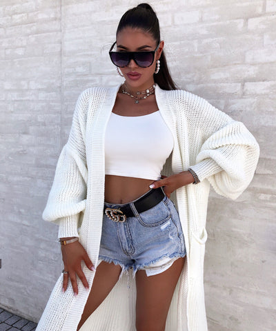 Cardigan Leilani lang Cremeweiß