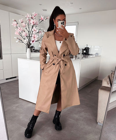 Ledermantel Harlow Camel