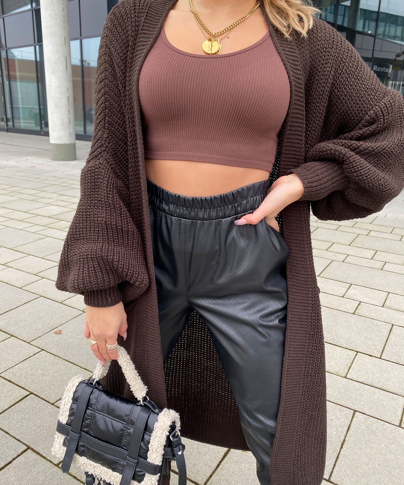 Cardigan Leilani lang Dunkelbraun