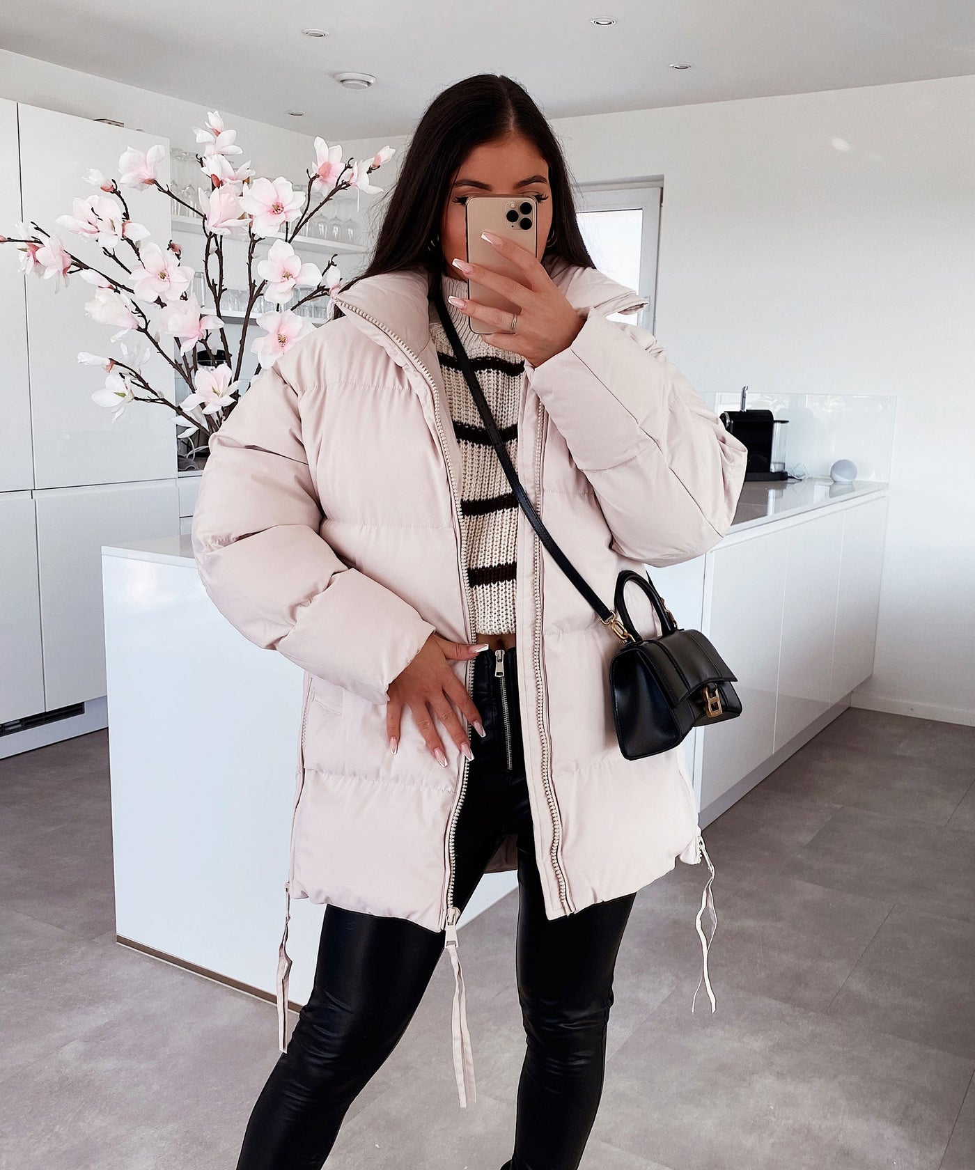 Jacke Midi Beige