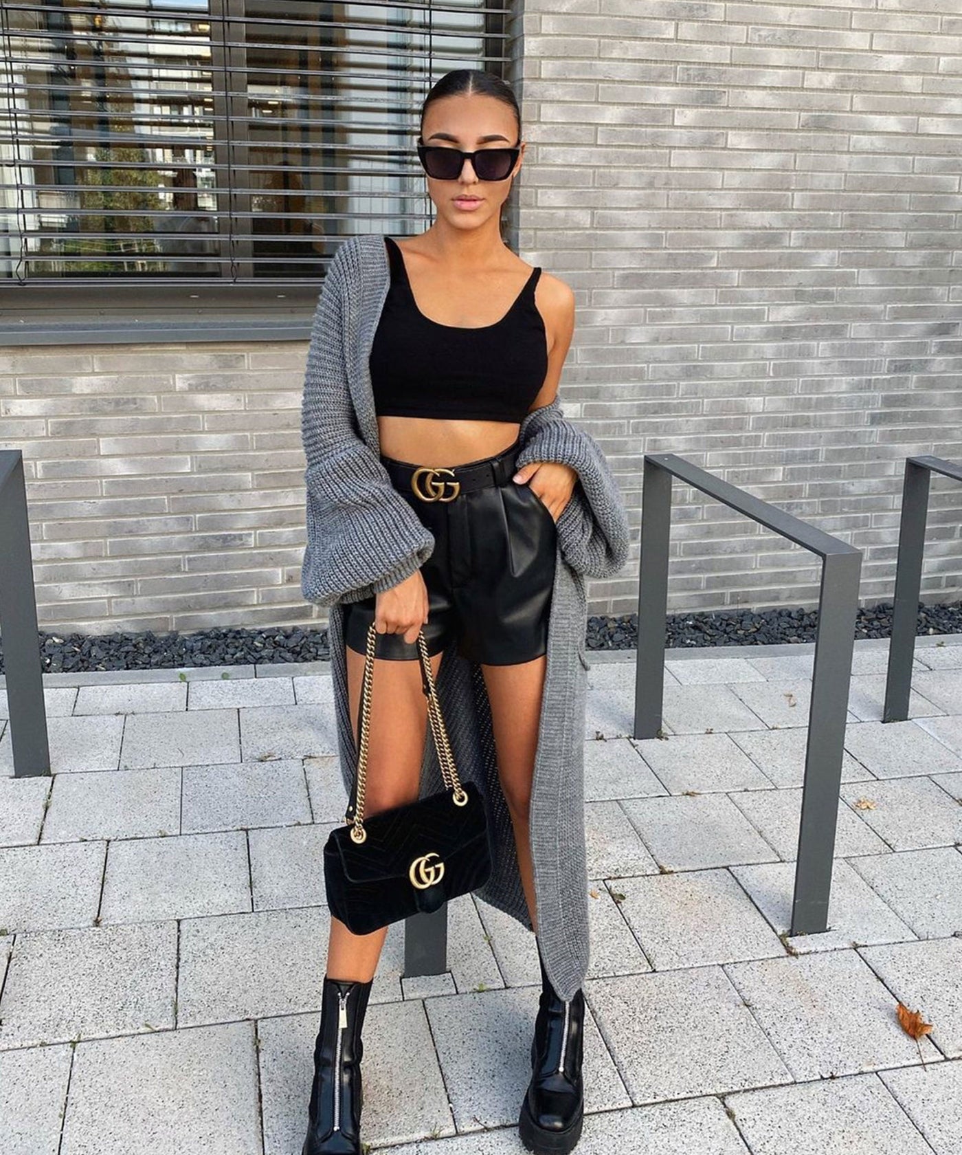 Cardigan Leilani lang Dunkelgrau